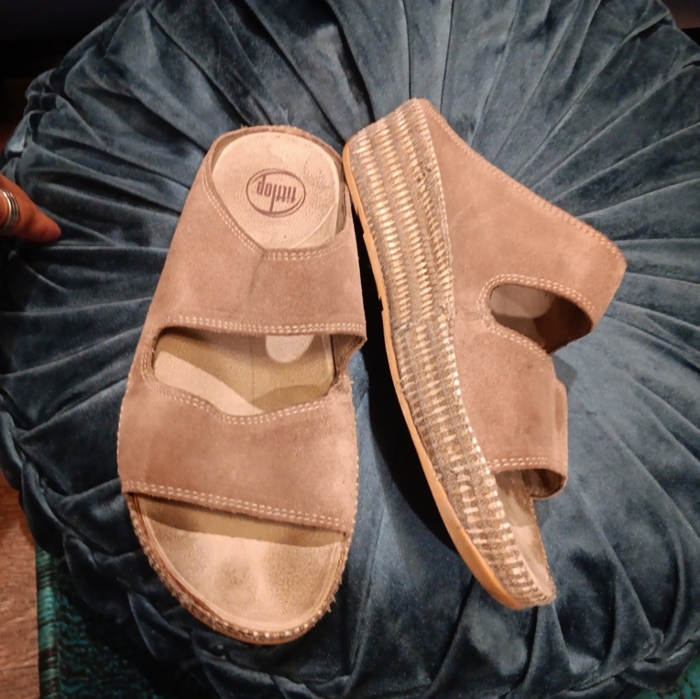 Fitflop Tan Sandals Comfortable Leather Design Size 7 - Picture 5 of 6